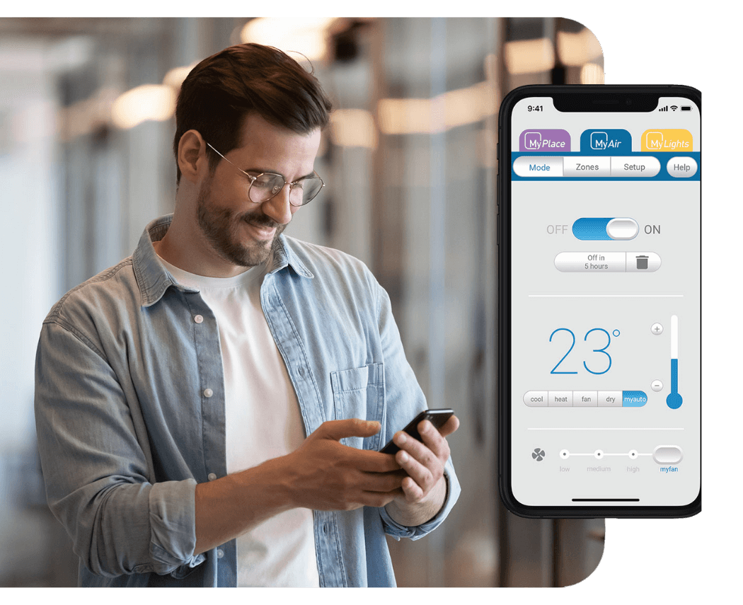 Controlling MyAir air conditioning from the smartphone app